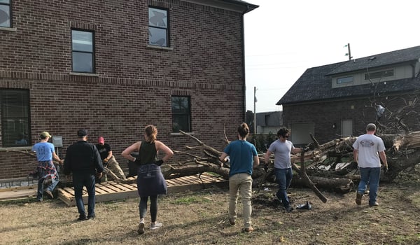 Members of Cohort 36 help the community with tornado clean up